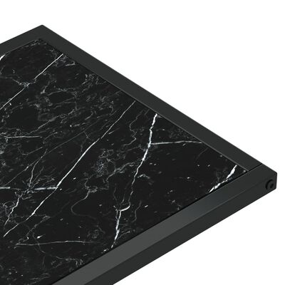 vidaXL Sidobord till datorbord svart marmor 50x35x65 cm härdat glas