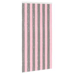 vidaXL Insektsgardin Chenille Silvergr&aring; och Rosa 100 x 200 cm 100% PP