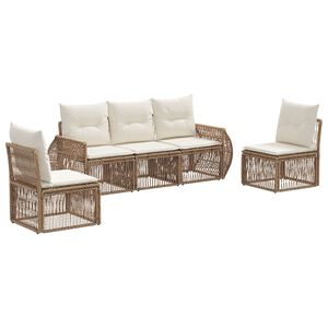 vidaXL Tr&auml;dg&aring;rdsoffset 5 st Beige och kr&auml;mvit konstrotting