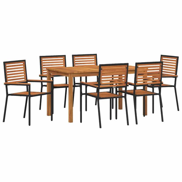 vidaXL Trädgårdsmöbelset 7 pcs Svart Poly rattan