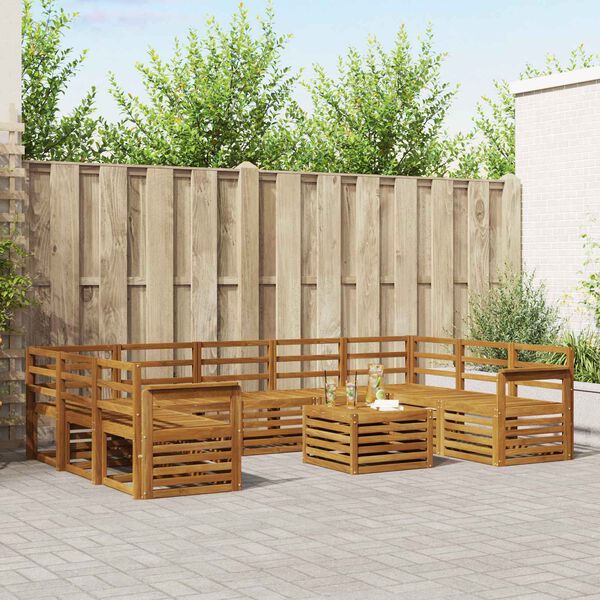 vidaXL Soffgrupper 10 pcs Naturf&auml;rg Massivt Akaciatr&auml;