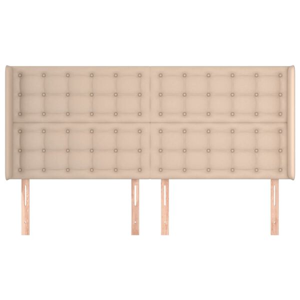 vidaXL S&auml;nggavel med kanter cappuccino 163x16x118/128 cm konstl&auml;der