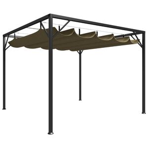 vidaXL Paviljong med inf&auml;llbart tak 3x3 m taupe 180 g/m&sup2;
