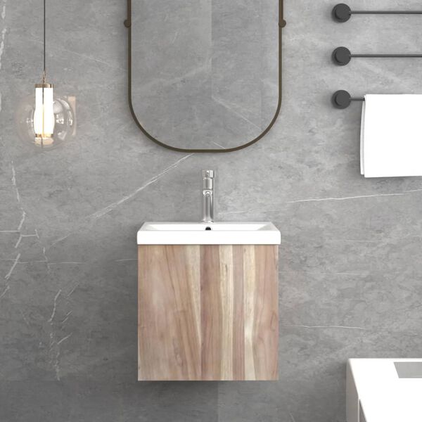 vidaXL V&auml;ggmonterat badrumssk&aring;p 41x38x40 cm massiv teak