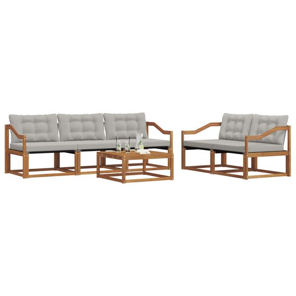 vidaXL Utomhussoffset med kudde 6 pcs Naturlig och Ljus Gr&aring;