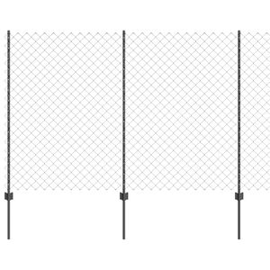 vidaXL Kedjegaller med stolpe 10 x 1,5 m PVC-belagda st&aring;l Gr&aring; Mesh