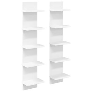 vidaXL V&auml;gg hylla 2 st Vit 22 x 15 x 100 cm Konstruerat tr&auml;