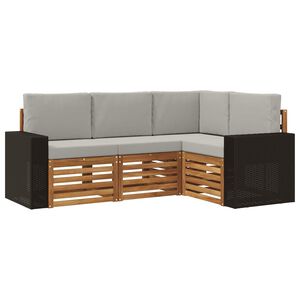 vidaXL Soffgrupper med kudde 4 pcs Massivt Akaciatr&auml;