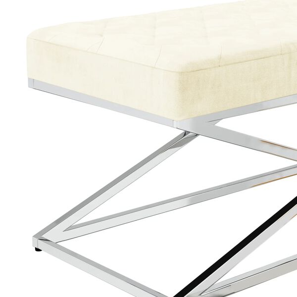 vidaXL B&auml;nk gr&auml;ddvit sammet och rostfritt st&aring;l