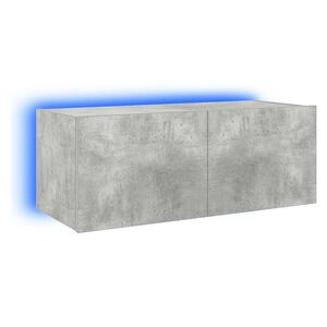 vidaXL V&auml;ggmonterad tv-b&auml;nk LED betonggr&aring; 80x35x31 cm
