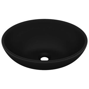vidaXL Lyxigt ovalt handfat matt svart 40x33 cm keramik