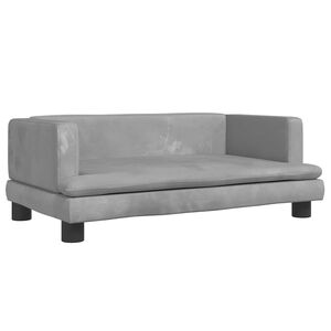 vidaXL Barnsoffa ljusgr&aring; 80x45x30 cm sammet