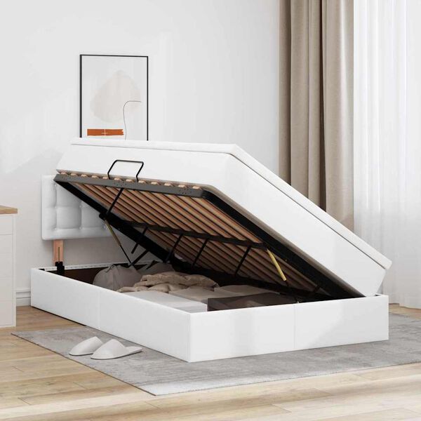 vidaXL F&ouml;rvaringss&auml;ng med madrass Vit 120 x 190 cm Konstl&auml;der