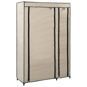 vidaXL Resegarderob gr&auml;ddvit 110x45x175 cm tyg