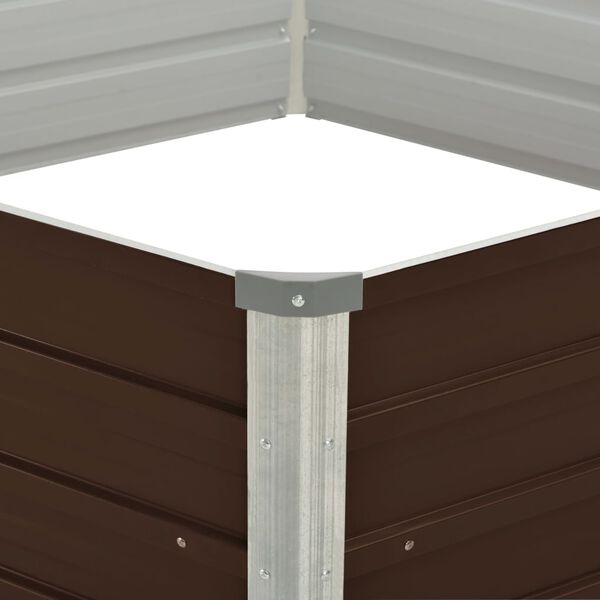 vidaXL Upph&ouml;jd odlingsl&aring;da brun 129x129x45 cm galvaniserat st&aring;l