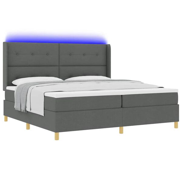 vidaXL B&auml;ddfj&auml;der med madrass med LED -remsljus Gr&aring; 140 x 200 cm tyg