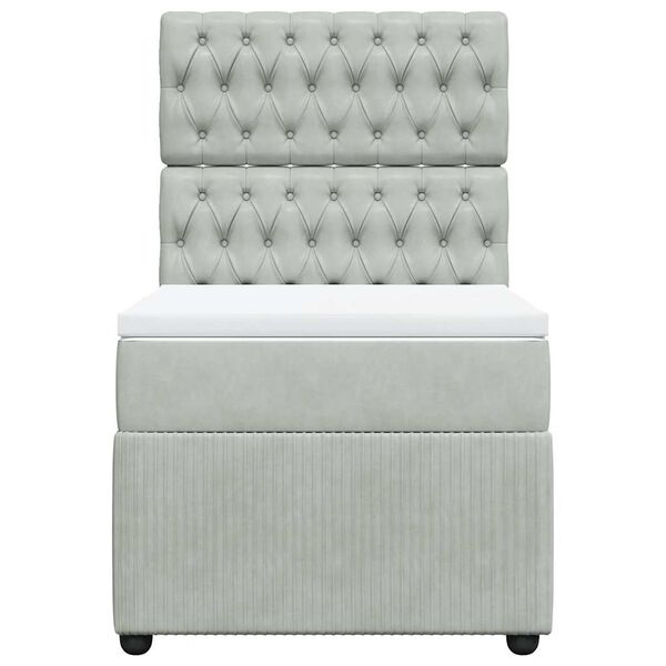 vidaXL Rams&auml;ng med madrass ljusgr&aring; 90x200 cm sammet