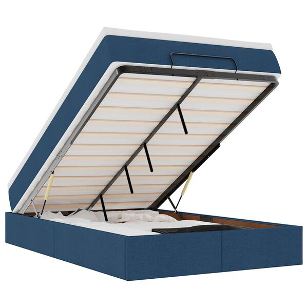 vidaXL Ottoman s&auml;ngram med madrass bl&aring; 120x200 cm tyg