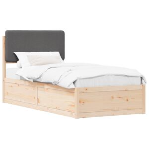 vidaXL S&auml;ngram med Kl&auml;dd Huvudgavel M&ouml;rkgr&aring; 100 x 200 cm Massiv furu