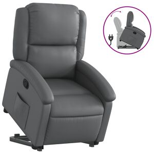 vidaXL Reclinerf&aring;t&ouml;lj med uppresningshj&auml;lp gr&aring; konstl&auml;der