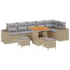 vidaXL Tr&auml;dg&aring;rdsoffset med kudde 9 pcs Beige och Ljusgr&aring; konstrotting