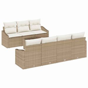 vidaXL Soffset med kudde 8 pcs Beige och gr&auml;ddf&auml;rgad konstrotting