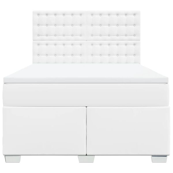 vidaXL Rams&auml;ng med madrass vit 140x200 cm konstl&auml;der