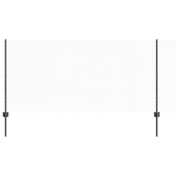 vidaXL St&auml;ngsel med stolpe Gr&aring; 1 x 10 m St&aring;l och PVC