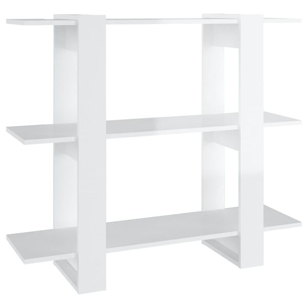 vidaXL Bokhylla/Rumsavdelare högglans vit 100x30x87 cm
