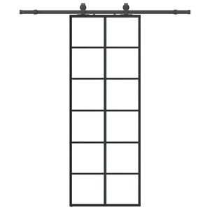 vidaXL Skjutd&ouml;rr med beslag svart 76x205 cm ESG-glas