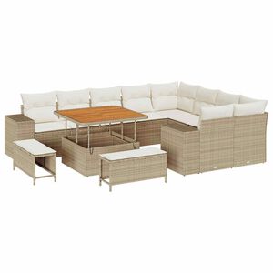vidaXL Tr&auml;dg&aring;rdsoffset 12 st Beige konstrotting