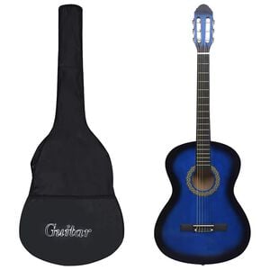vidaXL Gitarr f&ouml;r nyb&ouml;rjare med fodral klassisk bl&aring; 4/4 39