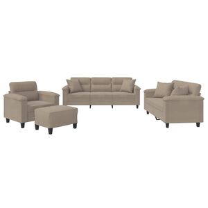 vidaXL Soffgrupp med kuddar 4 delar Taupe mikrofibertyg