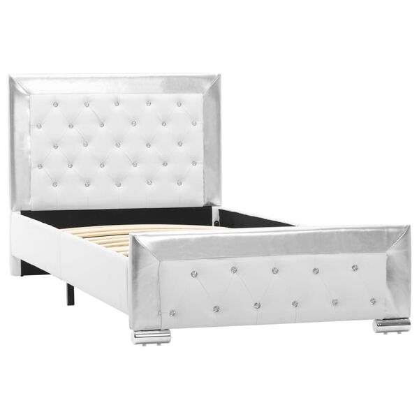 vidaXL Sängram utan madrass vit konstläder 90x200 cm