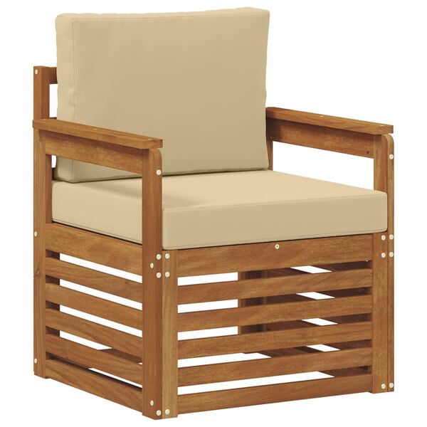 vidaXL Utomhussoffset Massivt akaciatr&auml; och polyester Naturf&auml;rg