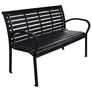 vidaXL Tr&auml;dg&aring;rdsb&auml;nk svart 116 cm st&aring;l och WPC