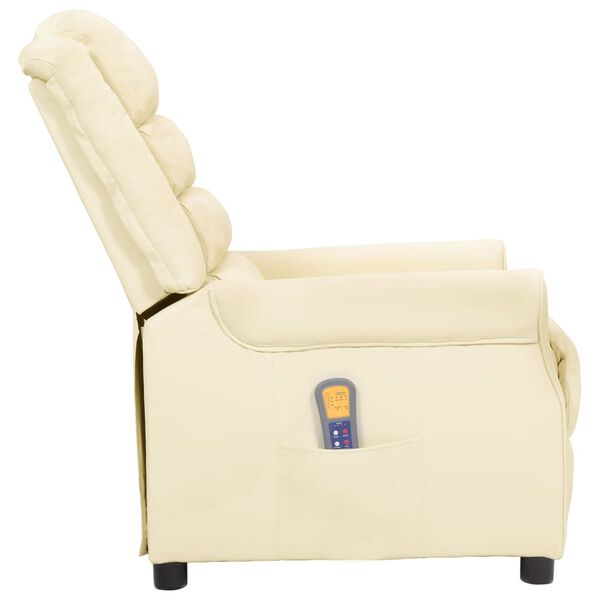 vidaXL Massagefåtölj gräddvit konstläder