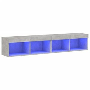vidaXL TV-b&auml;nk med LED-belysning 2 st betonggr&aring; 80x30x30 cm