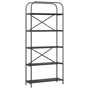 vidaXL Hyllsystem 5 niv&aring;er 80 x 30 x 183 cm Konstruerat tr&auml; Svart Ek