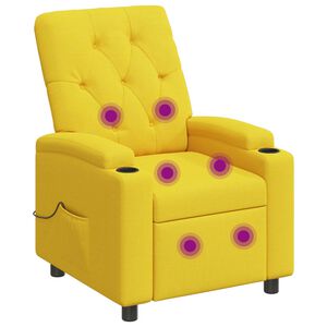 vidaXL Reclinerf&aring;t&ouml;lj med massage Ljus Gul 75 x 95 x 101 cm Tyg