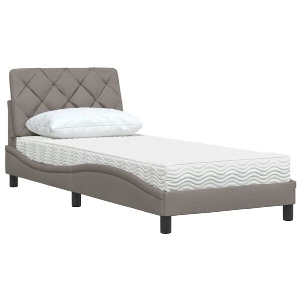 vidaXL Bed with Mattress Taupe 90x200 cm Fabric
