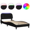 vidaXL Bed Frame with LED without Mattress "Hvar" Black 90x200 cm Fabric