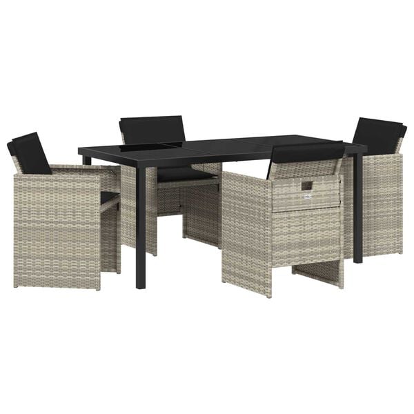 vidaXL Tr&auml;dg&aring;rdsm&ouml;belset 5 pcs Ljusgr&aring; konstrotting