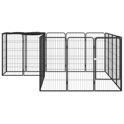 vidaXL Hundbur 18 paneler svart 50x100 cm pulverlackerat stål