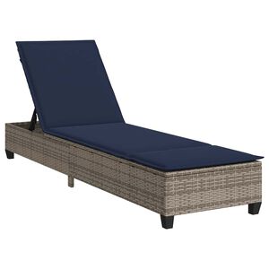 vidaXL Solstol med dynor gr&aring; 55x200x25,5cm konstrotting