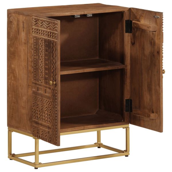 vidaXL Sk&auml;nk 55x30x76 cm massivt mangotr&auml; och j&auml;rn