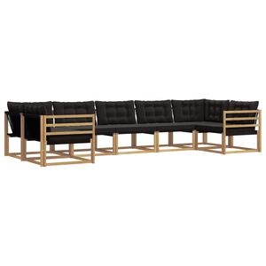 vidaXL Utomhussoffset med kudde 7 pcs Vit och svart