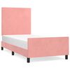 vidaXL S&auml;ngram med huvudgavel rosa 90x190 cm sammet