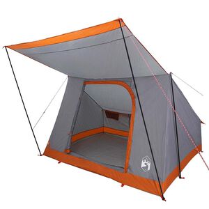 vidaXL Campingt&auml;lt 4-personers Vattent&aring;lig Gr&aring; och orange taffeta