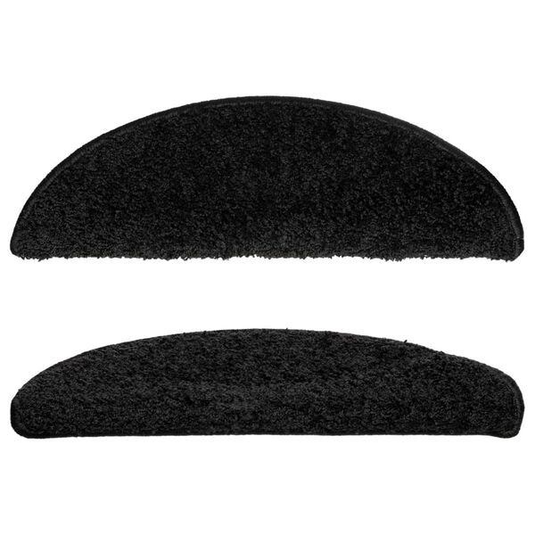 vidaXL Trappmattor 10 st 56x17x3 cm svarta halvrunda